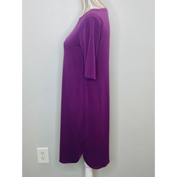Eileen Fisher Purple Knit Dress Viscose Women XS Short Sleeve Curved Hem Casual - Picture 5 of 11